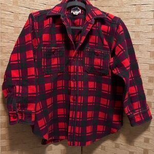 Vintage Lumberjack Plaid Red and Black Heavy Flannel Shirt Jacket